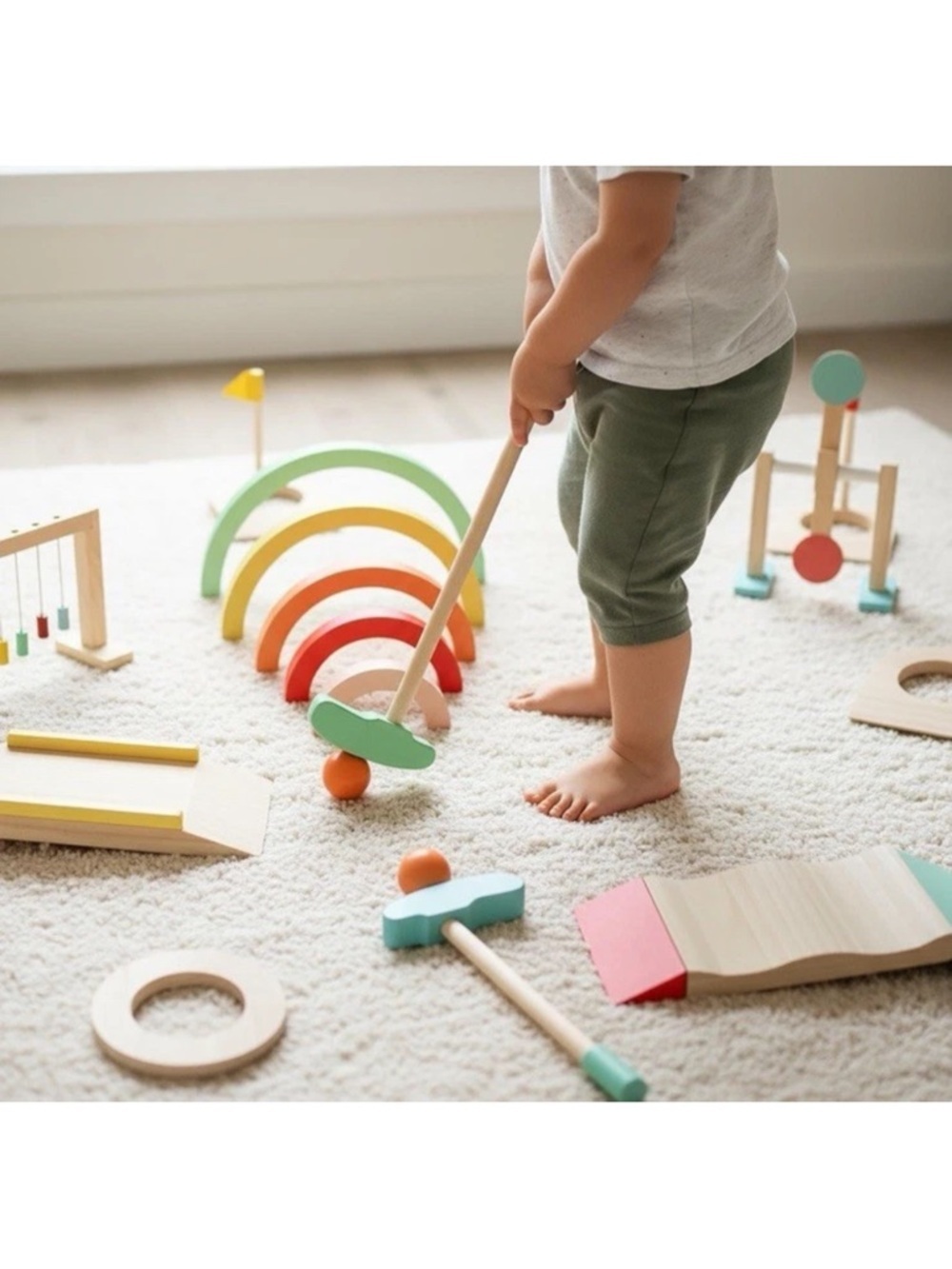 Kifun | Wood Mini Golf Playing Set Role Play Logic Toy